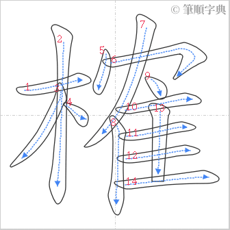 “「榷」的筆順”