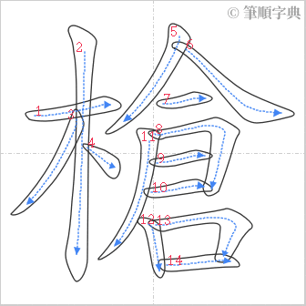 “「槍」的筆順”