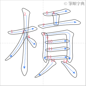 “「槓」的筆順”