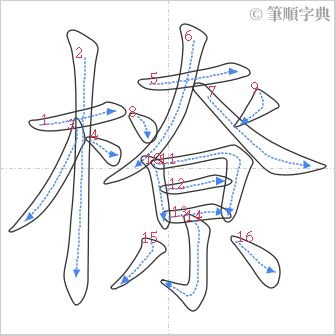 “「橑」的筆順”