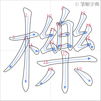 “「櫟」的筆順”