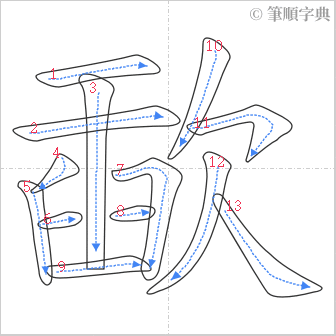 “「歃」的筆順”