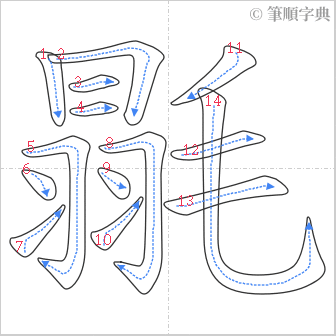 “「毾」的筆順”