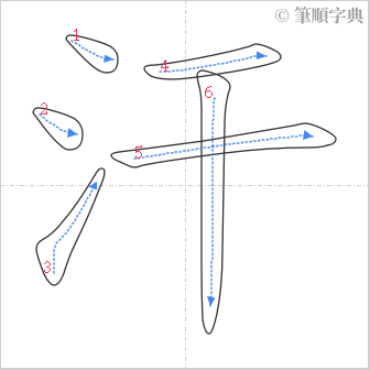 “「汗」的筆順”