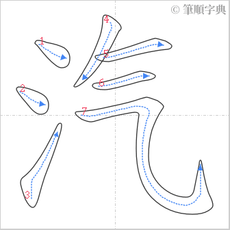 “「汽」的筆順”