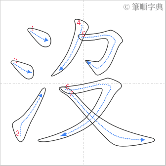 “「沒」的筆順”