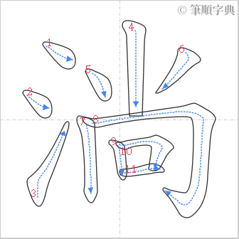 “「淌」的筆順”