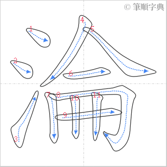 “「淪」的筆順”