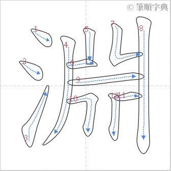 “「淵」的筆順”