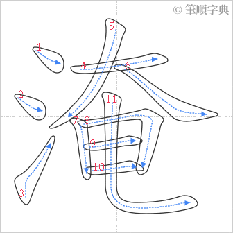 “「淹」的筆順”