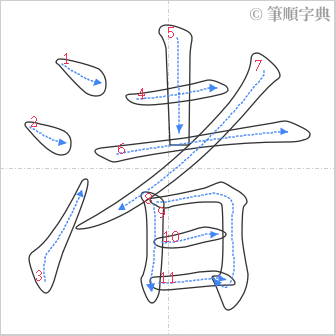 “「渚」的筆順”