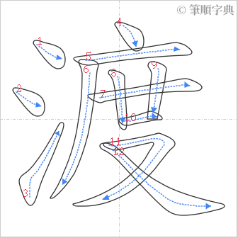 “「渡」的筆順”