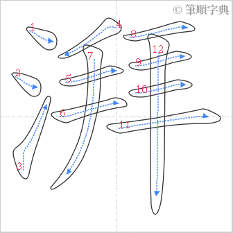 “「湃」的筆順”