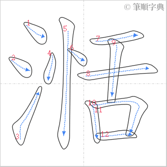 “「湉」的筆順”