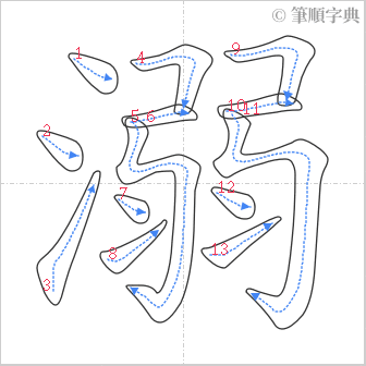 “「溺」的筆順”