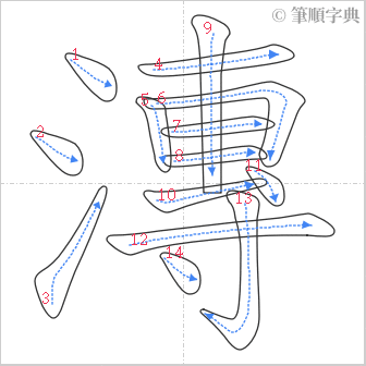 “「漙」的筆順”