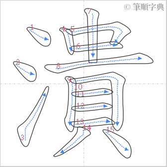 “「潰」的筆順”