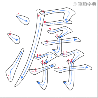 “「潺」的筆順”