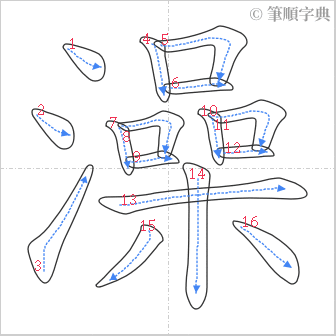 “「澡」的筆順”