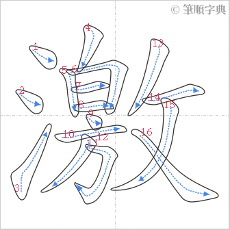 “「激」的筆順”