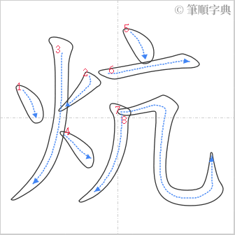 “「炕」的筆順”