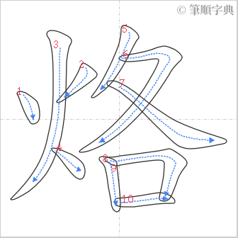 “「烙」的筆順”