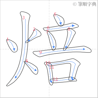 “「焙」的筆順”