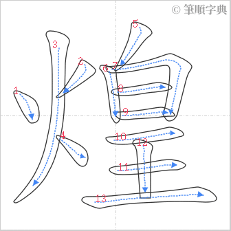 “「煌」的筆順”