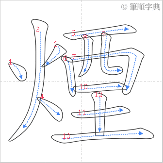 “「煙」的筆順”