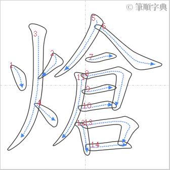 “「熗」的筆順”