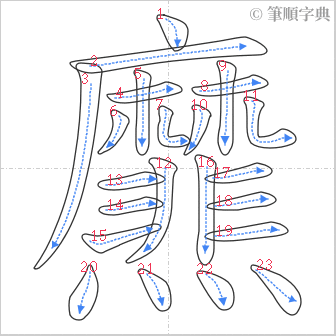 “「爢」的筆順”