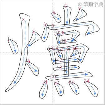 “「爣」的筆順”