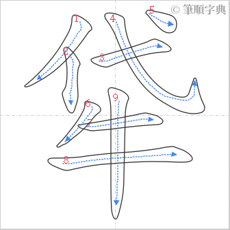 “「牮」的筆順”