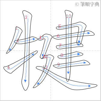 “「犍」的筆順”