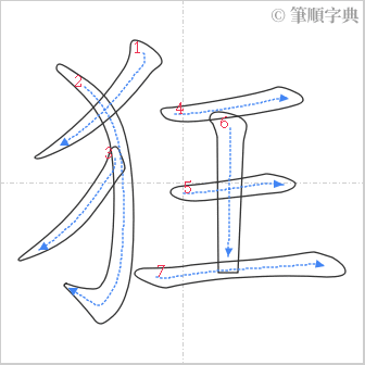 “「狂」的筆順”