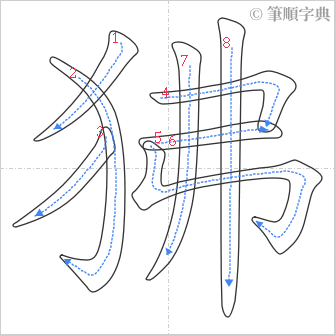 “「狒」的筆順”