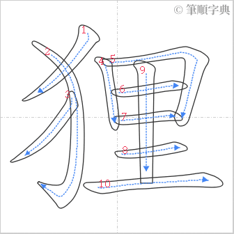 “「狸」的筆順”