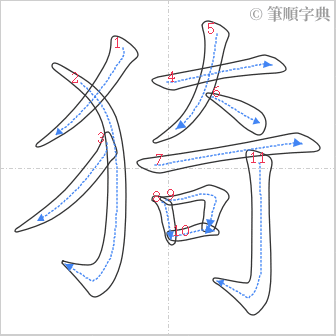 “「猗」的筆順”