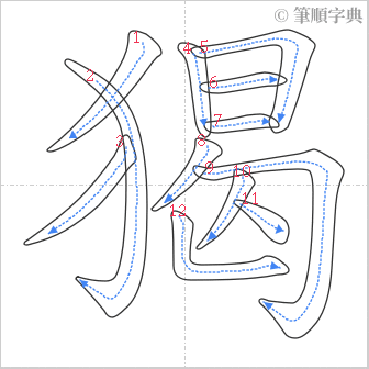 “「猲」的筆順”