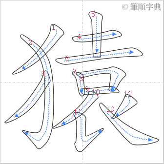 “「猿」的筆順”