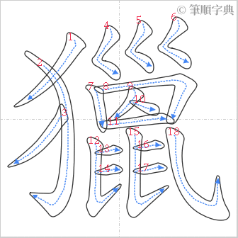 “「獵」的筆順”