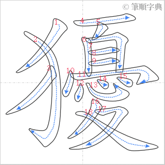 “「獶」的筆順”