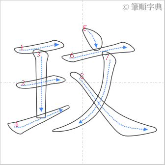 “「玟」的筆順”