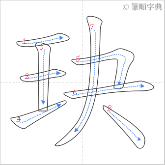 “「玦」的筆順”