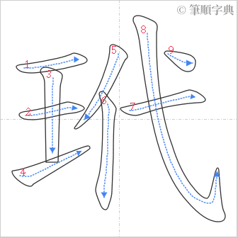 “「玳」的筆順”