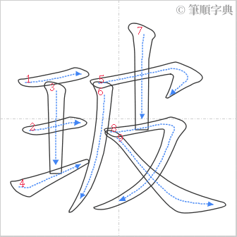 “「玻」的筆順”