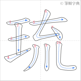 “「琉」的筆順”