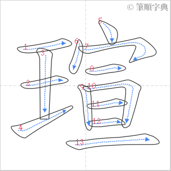 “「瑄」的筆順”