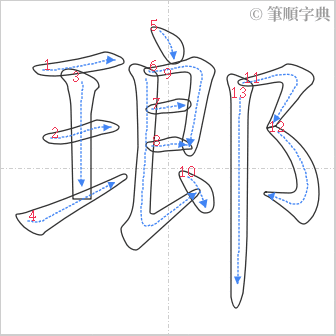 “「瑯」的筆順”