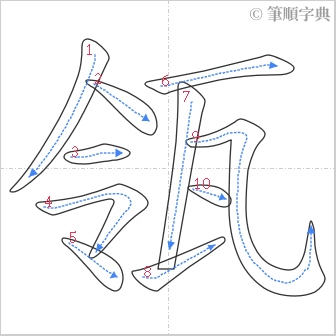 “「瓴」的筆順”